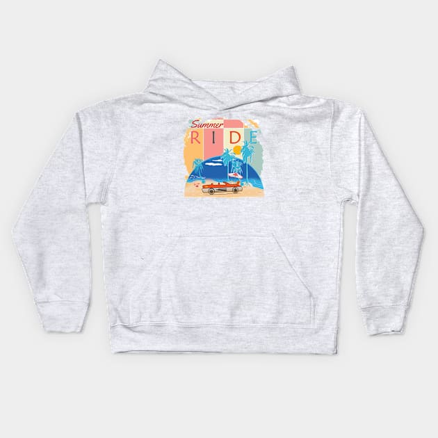 Summer Ride long drive Kids Hoodie by 1Nine7Nine